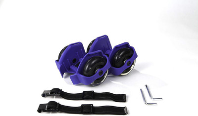 

GymWar Adjustable Skate Buds Strap-on Heel Skates - LED lights Quad Roller Skates - Size NA UK(Blue)