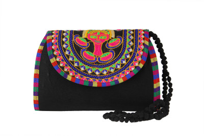 

streetkart Women Formal Black Canvas Sling Bag