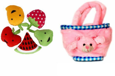 

Deals India soft toy Fruits(set of 5)(15 cm) and Teddy Bag 12 Inch combo - 15 cm(Multicolor)