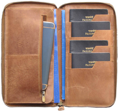 

ABYS Women Casual Tan Genuine Leather Card Holder(10 Card Slots)