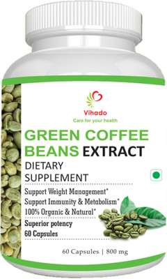 

VIHADO Pure & Organic Green Coffee Beans Extract Supplement( 60 Capsules (Pack of 1)) / Fast Results In Weight Management(800 mg)