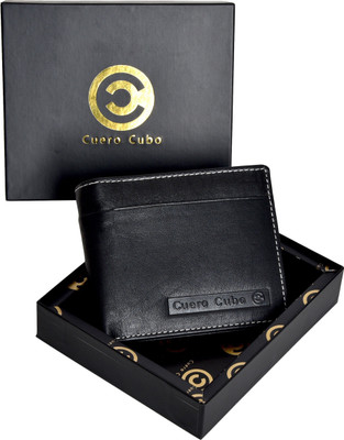 

Cuero Cubo Men Black Genuine Leather Wallet(8 Card Slots)