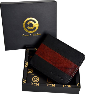 

Cuero Cubo Men Black Genuine Leather Wallet(8 Card Slots), Brown and black