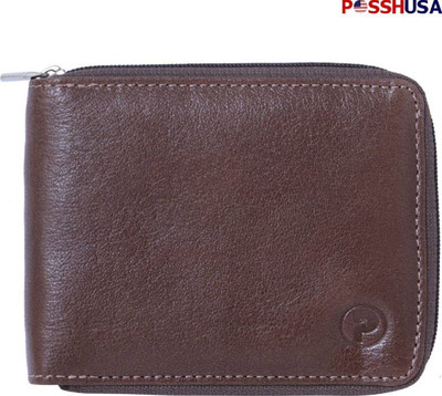 

posshusa Men Brown Genuine Leather Wallet(10 Card Slots)