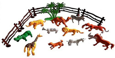 

Reyansh Collection Plastic 12 pcs Wild Realistic Animal Toy Set with Jungle Wallpaper(Multicolor)
