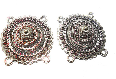 

GOELX Antique Silver Designer Round Pendant for Necklace Making, Pack of 1 - Design 6