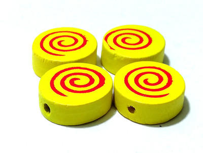 

GOELX Wooden Spiral Candy Beads for Beading, Jewellery Making & Art Craft Work !! Size : 16mm X 6mm - YELLOW