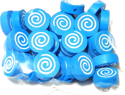 

GOELX Wooden Spiral Candy Beads for Beading, Jewellery Making & Art Craft Work !! Size : 16mm X 6mm - BLUE
