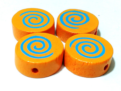 

GOELX Wooden Spiral Candy Beads for Beading, Jewellery Making & Art Craft Work !! Size : 16mm X 6mm - ORANGE