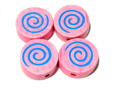 

GOELX Wooden Spiral Candy Beads for Beading, Jewellery Making & Art Craft Work !! Size : 16mm X 6mm - LIGHT PINK