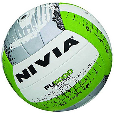 Nivia PU 5000 Volleyball - Size: (Pack of 1, White, Green