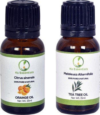 Ks Essentials Orange Oil & Tea Tree Oil Combo Pack (15 ml) Each(15 ml)