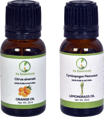 Ks Essentials Orange Oil & Lemongrass Oil Combo Pack (15 ml) Each(15 ml)