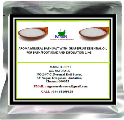 

MGBN AROMA MINERAL BATH SALT WITH GRAPEFRUIT ESSENTIAL OIL FOR BATH/FOOT SOAK AND EXFOLIATION 1 KG(1000 g)