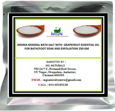

MGBN AROMA MINERAL BATH SALT WITH GRAPEFRUIT ESSENTIAL OIL FOR BATH/FOOT SOAK AND EXFOLIATION 250 GM(250 g)