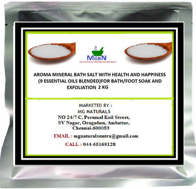 

MGBN AROMA MINERAL BATH SALT WITH HEALTH AND HAPPINESS(9 ESSENTIAL OILS BLENDED)FOR BATH/FOOT SOAK AND EXFOLIATION 2 KG(2000 g)