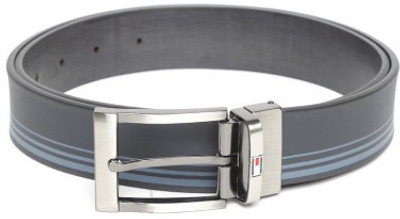 

Tommy Hilfiger Men Blue, Grey Genuine Leather Belt, Grey;navy