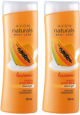 

Avon Anew Naturals Shower Gel - Papaya 200 ml each(400 ml, Pack of 2)