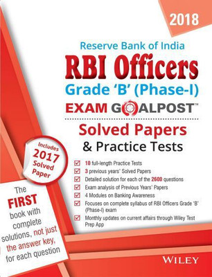 Wiley's Reserve Bank of India (Rbi) Officers Grade 'B' (Phase-I) Exam Goalpost Solved Papers & Pract(English, Paperback, unknown)