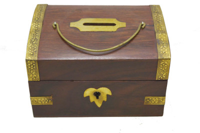 

Crafts For You Box shape Wooden Money Bank Coin Bank(Brown)