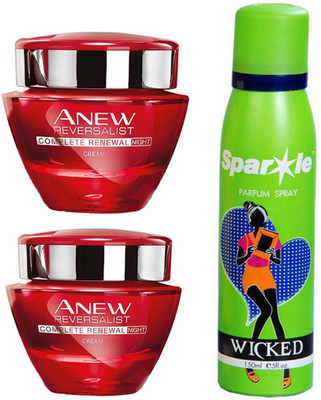 

Avon Anew two Reversalist Night Renewal Cream (50 g) With one sparkle perfume spray 150 ml(Set of 3)