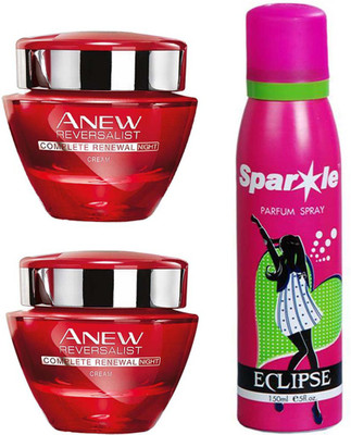 

Avon Anew two Reversalist Night Renewal Cream (50 g) With one sparkle perfume spray 150 ml(Set of 3)