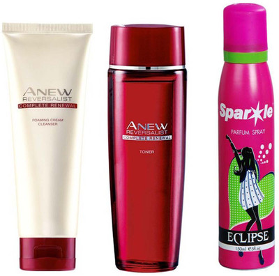

Avon Anew Reversalist Complete Renewal Foaming Cream Cleanser (125 ml) & one Reversalist Complete Renewal Toner (50 g) With one sparkle perfume spray 150 ml(Set of 3)