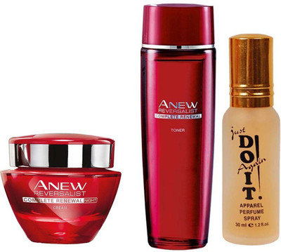 

Avon Anew Reversalist Night Renewal Cream (50 g) & one Reversalist Complete Renewal Toner (50g) with one do it perfume 30 ml(Set of 3)