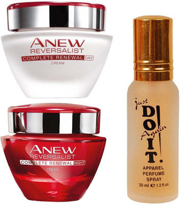 

Avon Anew Reversalist Complete Renewal Day Cream (50 ml) & one Reversalist Night Renewal Cream (50 g) with one do it perfume 30 ml(Set of 3)