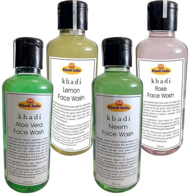 

Khadi Face Wash (Pack of 4) - Aloevera, Lemon, Neem & Rose Face Wash(210 ml)