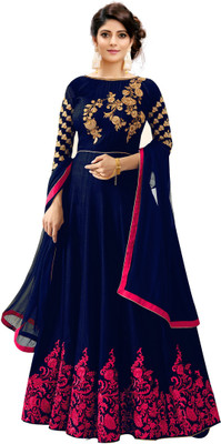 Trilok Fab Anarkali Gown(Dark Blue) Flipkart