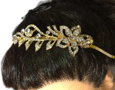 

New Arihant Traders Princes Crown/Head band with stone (Golden) Head Band, Hair Accessory Set, Hair Pin(Gold)