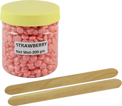 

Ear Lobe & Accessories Strawberry Flavored Depilatory Pearl Hair Removal Hot Wax Beans 200 gms) with 2 Wax Applicator Wax(200 g)