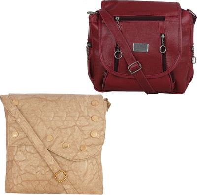 

Element Cart Sling Bag(Beige, Maroon)