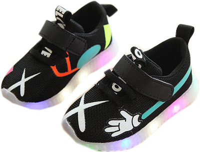 

PASSION PETALS Boys & Girls Velcro Sneakers(Black