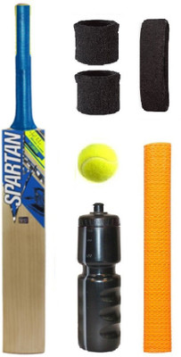 

SportsCorner Sparton Blue/Yellow Sticker Poplar/Popular Willow Cricket Bat (For Tennis Ball) Size-4 Combo (Kit of 7 Items) Cricket Kit