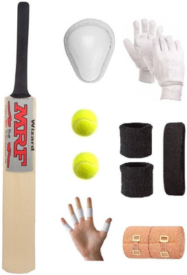 

SportsCorner Silver Sticker Poplar/Popular Willow Cricket Bat (For Tennis Ball) Size-4 Combo (Kit of 8 Items) Cricket Kit