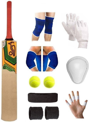 

SportsCorner KOOKOBURA Max Power Sticker Poplar/Popular Willow Cricket Bat (For Tennis Ball) Size-4 Combo (Kit of 9 Items) Cricket Kit