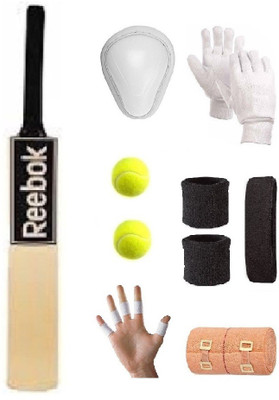 

SportsCorner Branded Black Sticker Poplar/Popular Willow Cricket Bat (For Tennis Ball) Full Size Combo (Kit of 8 Items) Cricket Kit