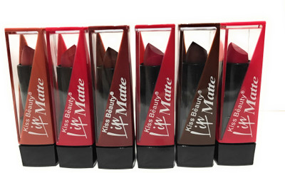 

Kiss Beauty Waterproof , Long lasting Matte Lipstick(Set Of-6 )(Multicolour)