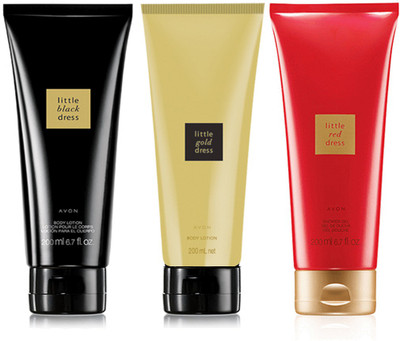 

Avon Anew Little Dress Body Lotion (Gold & Red & Black) - 200 ml each(600 ml)
