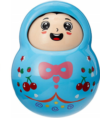 

UNITOYS Push and Shake Wobbling Durable Roly Poly Tumbler Doll with Soft and Sweet Bell Sounds, Blue(Blue)