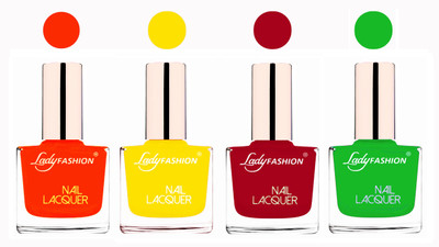 

Lady Fashion Ultra High Shine Long Stay Nail Polish Nude,Yellow,Dark Red,Light Green(Pack of 4)