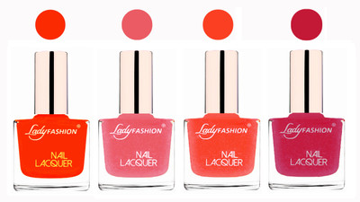 

Lady Fashion Ultra High Shine Long Stay Nail Polish Nude,Silky Pink,Orange Silk,Abricoat Rose(Pack of 4)
