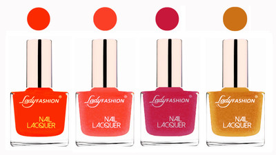 

Lady Fashion Ultra High Shine Long Stay Nail Polish Nude,Abricoat Rose,Golden,Mettalic Pink(Pack of 4)