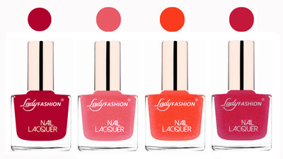 

Lady Fashion Ultra High Shine Long Stay Nail Polish Pink,Silky Pink,Orange Silk,Abricoat Rose(Pack of 4)