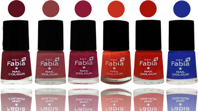 

Fabia Nail Polish Matte Look Attractive Your Nails Maroon-Dark Nude-Pure Wine-Orange-Reddish Red-Shock Blue Dark(Pack of 6)