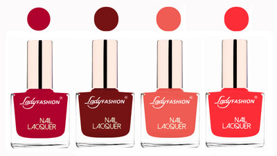

Lady Fashion Ultra High Shine Long Stay Nail Polish Pink,Coffee,Light Orange,Baby Pink(Pack of 4)