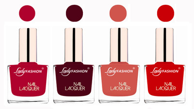 

Lady Fashion Ultra High Shine Long Stay Nail Polish Pink,Maroon,Nude,Juicy Red(Pack of 4)