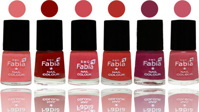 

Fabia Nail Polish Matte Look Attractive Your Nails Baby Pink-Bold Red-Strawberry-Candy Orange-Dark Magenta-Light Pink(Pack of 6)